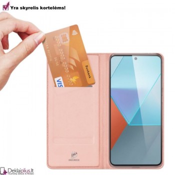 Dux Ducis Skin Pro dirbtinės odos dėklas - rausvas (Xiaomi Redmi Note 13 Pro 5G/Poco X6 5G)